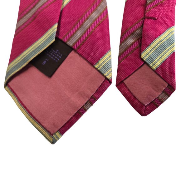 ETRO Milano Silk Neck Tie Magenta Jacquard Striped ITALY 58.75" x 3.25" - Picture 5 of 8